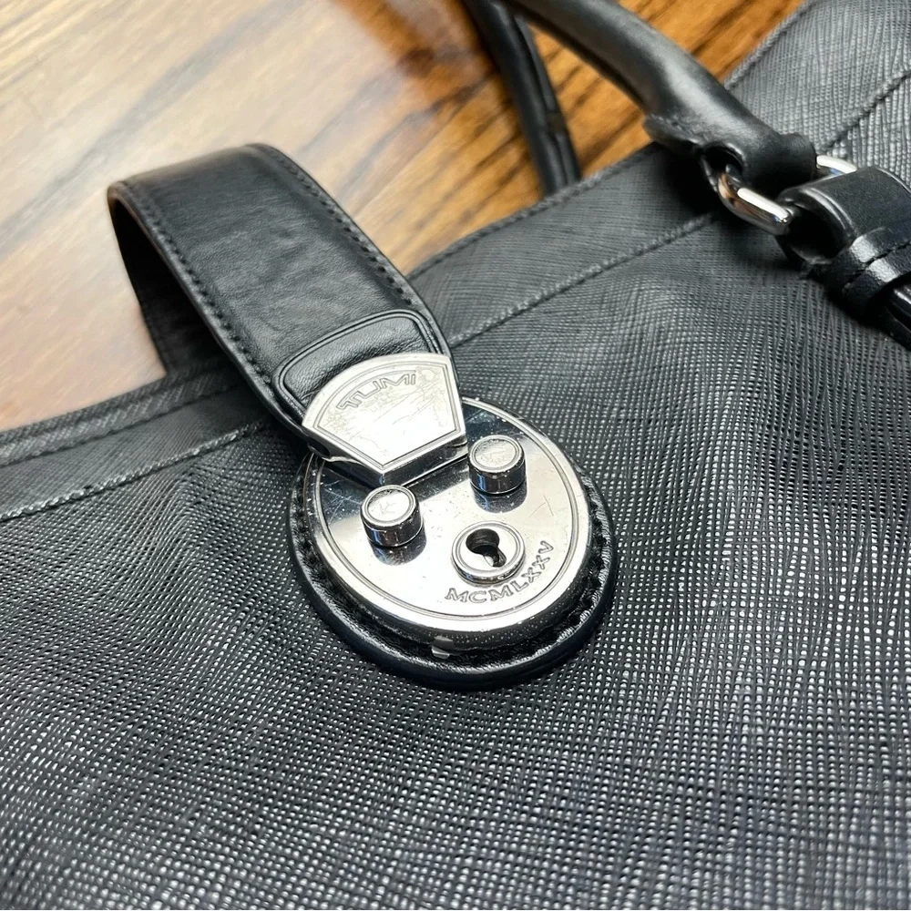 Tumi Black Textured Leather Tote